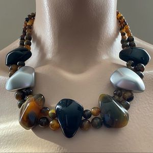 Tiger eye tone acrylic chunky decor beads women statement necklace. Used.